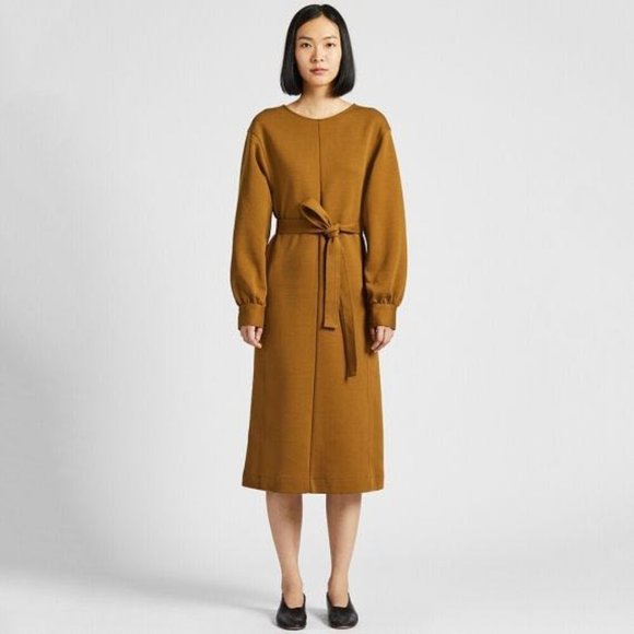 UNIQLO WOMEN U JERSEY BELTED LONG-SLEEVE DRESS - Picture 3 of 3
